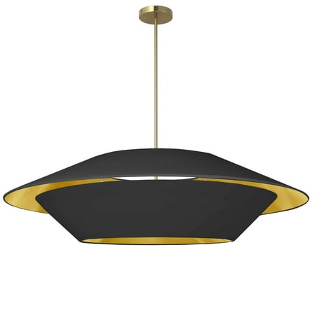 

Dainolite 4 Light Incandescent Pendant Aged Brass with Black Shades