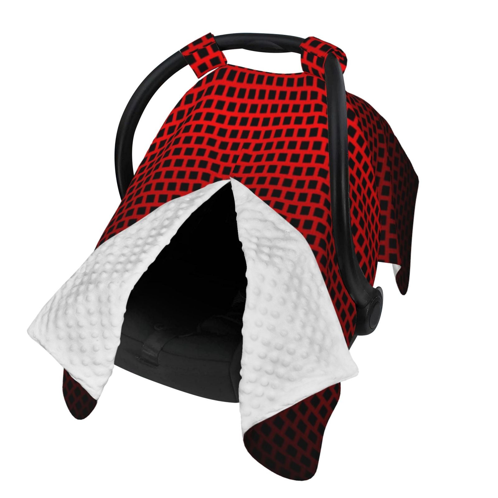 Naloa Red Geometric Baby Car Seat Cover, Breathable Baby Carrier Cover, Multiuse Baby Carrier Cover & Nursing Breastfeeding Cover