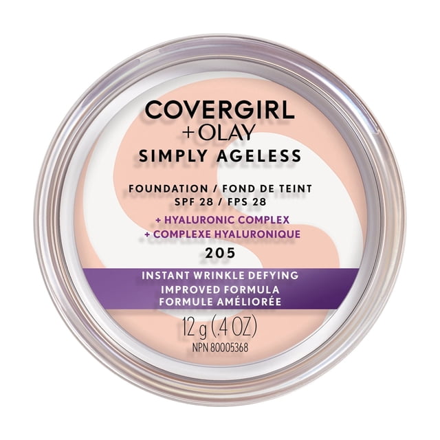 COVERGIRL Simply Ageless Instant Wrinkle Defying Foundation with Hyaluronic Complex, Vitamin C, and Niacinamide - SPF 28, 100% Cruelty-Free