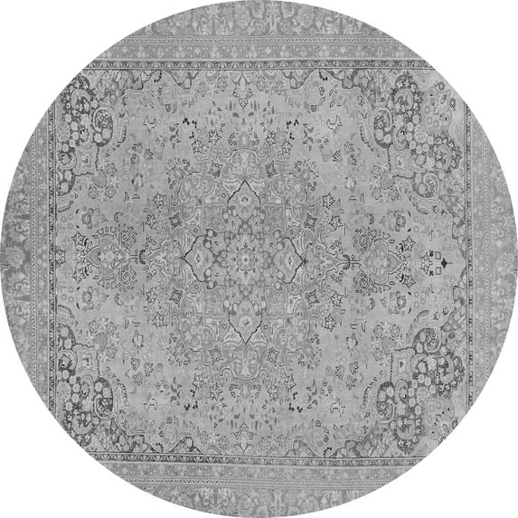 Ahgly Company Indoor Round Abstract Gray Modern Area Rugs, 4' Round