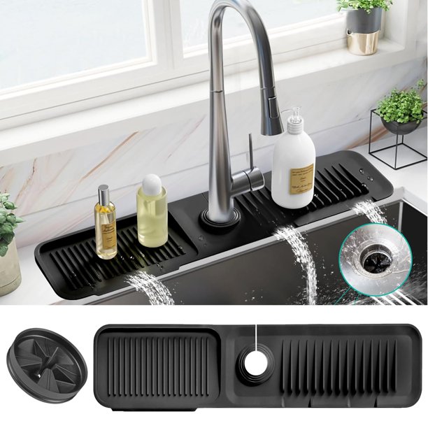 Tapete de silicona para grifo de 60 cm para fregadero de cocina con protector contra salpicaduras