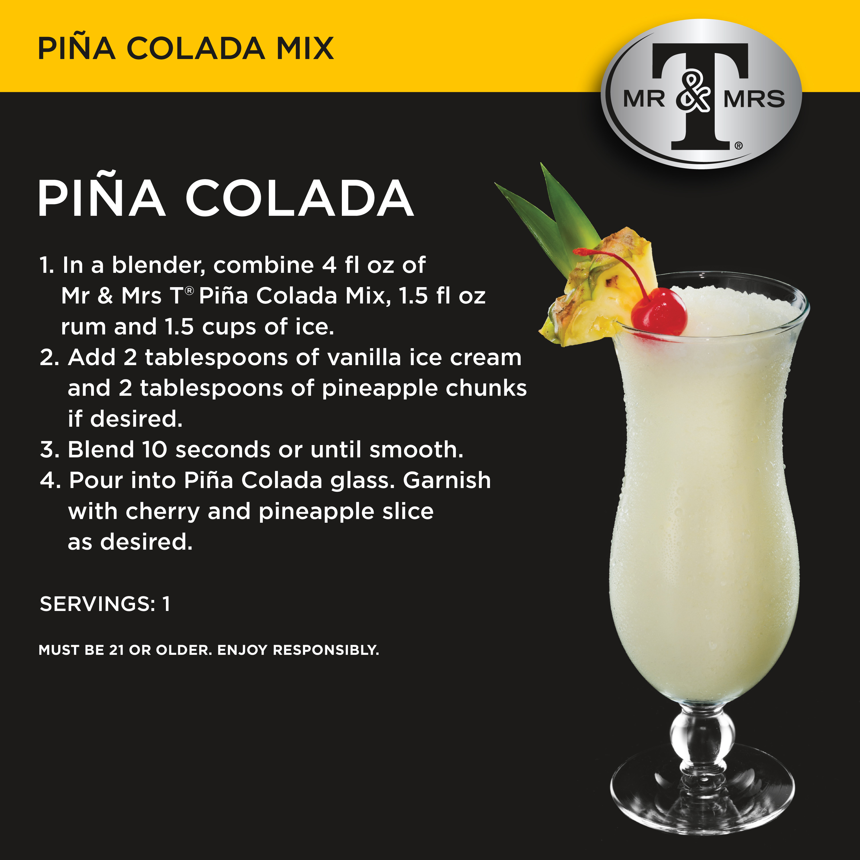 Mr & Mrs T Pina Colada Mix, 1 L, Bottle - image 3 of 8