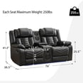 thumbnail image 2 of Comfort Stretch Manual Reclining Loveseat Recliner 2-Seater Sofa with Bass Speaker,Zero Gravity,LED Light,Cup Holders,USB Ports,Recliner Couch Chair for Living Room,Faux Leather,Black, 2 of 7