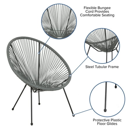 Alamont Home - Valencia Oval Comfort Take Ten  Contemporary Bungee Bungee Chair - Gray