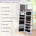 thumbnail image 4 of Resenkos Jewelry Armoire Cabinet, Jewelry Storage Chest,360° Rotatable 2-in-1 Lockable Jewelry Cabinet with Full-Length Mirror-Purple, 4 of 9