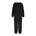 thumbnail image 5 of Women's Cable Knit Tracksuits Long Sleeve Crewneck Pullover sweatshirts Sweatpants Fall Outfits Clothes Piece Jogging Sets (XL, Black), 5 of 6