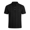 thumbnail image 5 of TKKCS Mens Jacquard Knit Polo Shirt- Short Sleeve Moisture-Wicking Regular Fit Business Casual Breathable Collared Shirts Black Size 4XL, 5 of 7