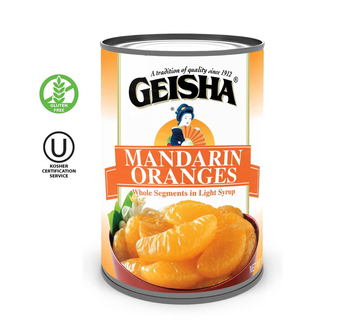 GEISHA Mandarin Oranges in Lite Syrup 15 OZ. (Pack of 24), Mandarin Orange | Kosher Certified － No Saturate & Trans Fat － Gluten Free
