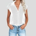 thumbnail image 2 of DDAPJ pyju Velvet Tops for Women Cap Sleeve Button Down Shirts Loose Collared Work Blouses Rebajas Hoy Liquidación White XL, 2 of 7
