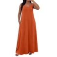thumbnail image 2 of NTACZA Maxi Spring Dresses for Women Shift Solid Plus Size Crew Neck Loose for Beach Red, 2 of 6