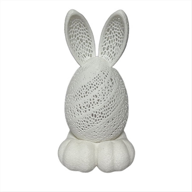 Adorno de Conejo de Pascua con Impresión 3D, Candelabro de Yeso para Decoración de Escritorio, Figuras de Huevos de Conejo Cortados en
