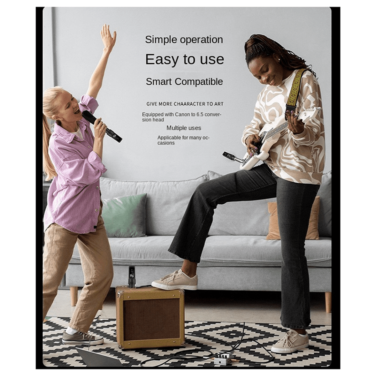 2 Set New 2.4G XLR Adapter System Wireless Microphone Transmitter Receiver for Dynamic Microphone Guitar Audio Mixer