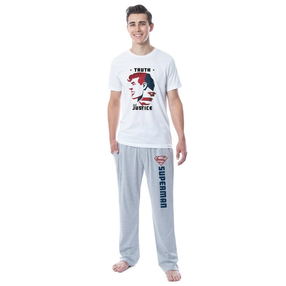 DC Mens' Superman Silhouette Truth Justice Sleep Pajama Set Shirt Pant