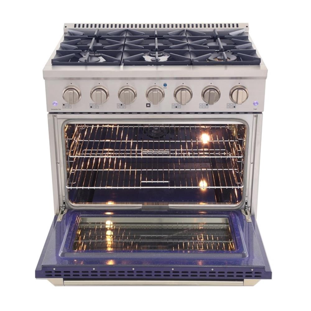 Pemberly Row 36" 5.2 cu. ft. Dual Fuel Range Propane Gas Sealed Burners in Blue