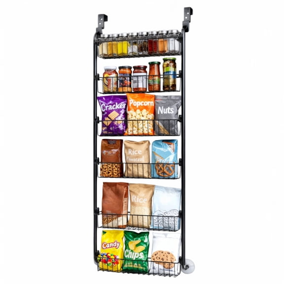 Nordwen Over the Door Organizer Metal, 6-Tier Hanging Storage Rack for Pantry and Kitchen, Heavy Duty Wire Basket