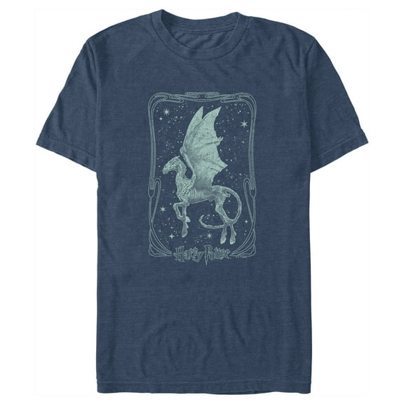 Men's Harry Potter Thestral Tarot Card Graphic Tee Navy Blue Heather Large