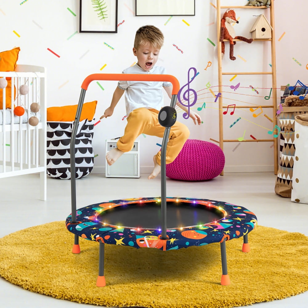 Barara King Backyard Trampoline, Trampoline,36 Inch Mini Trampoline with Colorful LED Lights and Bluetooth Speaker-Multicolor