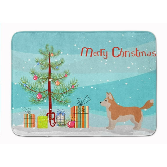 Corgi Husky Mix Christmas Tree Machine Washable Memory Foam Mat