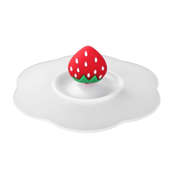 Hugtrwg 5 Uds Tapa Silicona para Al Calor Tapa Dibujos Animados A Prueba Fugas (fresa)