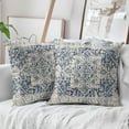 thumbnail image 5 of Boho Ethnic Pillow Covers 20x20 Inch Set of 2 Bohemian Carpet Throw Pillows Couch Navy Blue Grey Coral Floral Decorative Pillow Cases Farmhouse Home Decor Sofa Porch Patio Bed Room Outdoor, 5 of 6