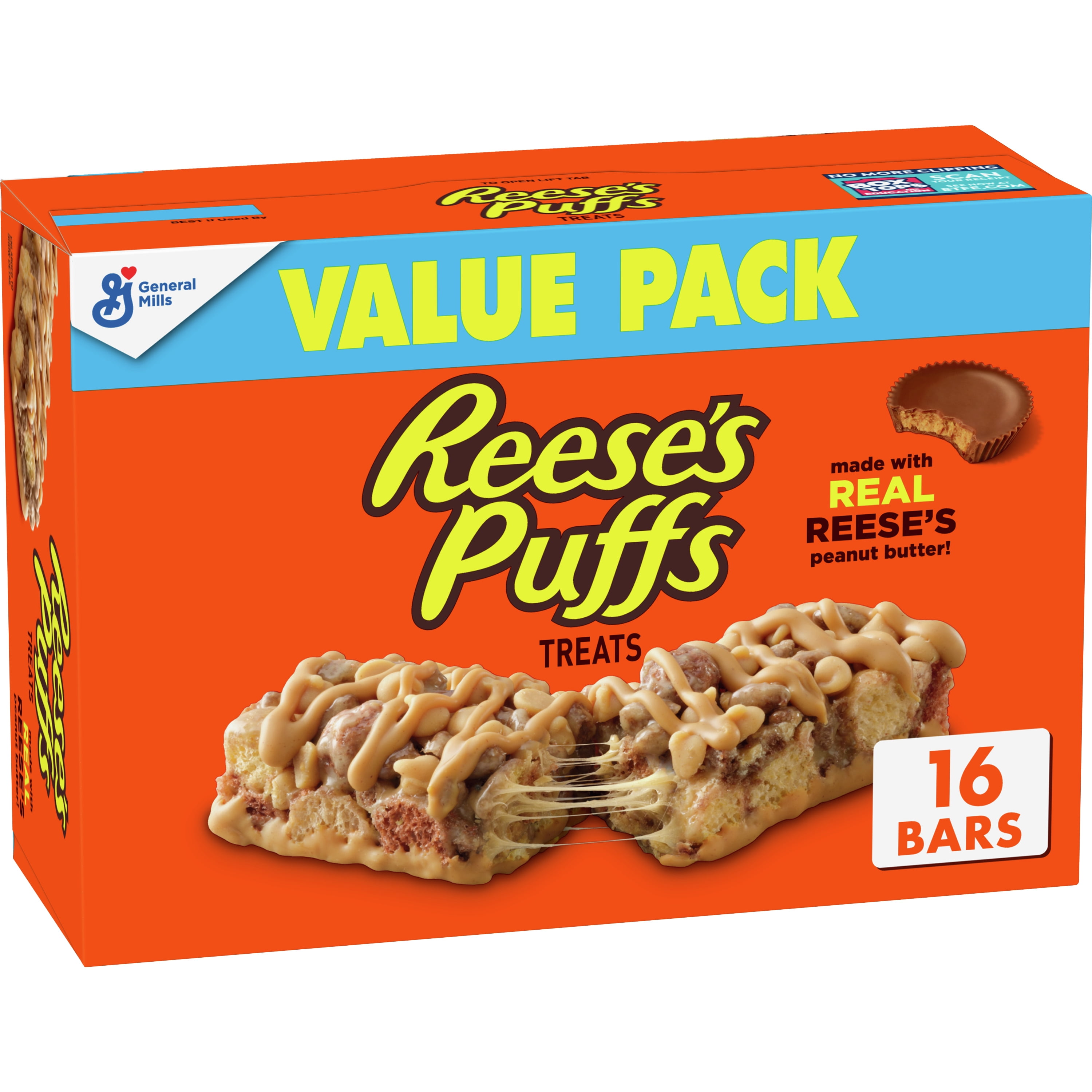 Reese's Puffs Breakfast Cereal Treat Bars, Peanut Butter & Cocoa, 16 ct