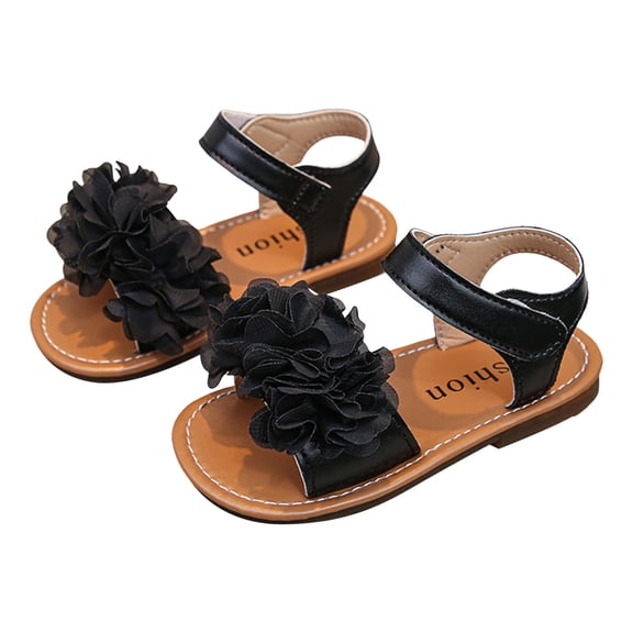 VUHXZWAF Flower Girl Sandals Fashionable Open Toe Flat Shoes Adjustable Walking Beach Shoes Size 12