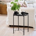thumbnail image 4 of Buro Mesa de Centro Blanca con Bandeja Mesa Auxiliar de Metal,Negro FurnitureR Moderno, 4 of 6