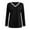 Black, variant on Wovix Womens Tops Casual Blingbling Printted Long Sleeve V Neck Tees Shirt Loose With Side Split Tunic Design T Shirts Blouses