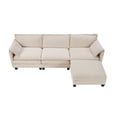 thumbnail image 5 of Hommoo 107-inch Cotton-Linen Velvet Texture L-shaped Sectional Sofa, 3 Seats Corner Sofa Set with Ottoman & Side Bag, Beige, 5 of 8