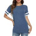 thumbnail image 2 of HTOOQ T-shirts à Manches Courtes Col Rond pour Femmes T-shirts à Manches Courtes T-shirts à Rayures Tuniques, 2 of 5