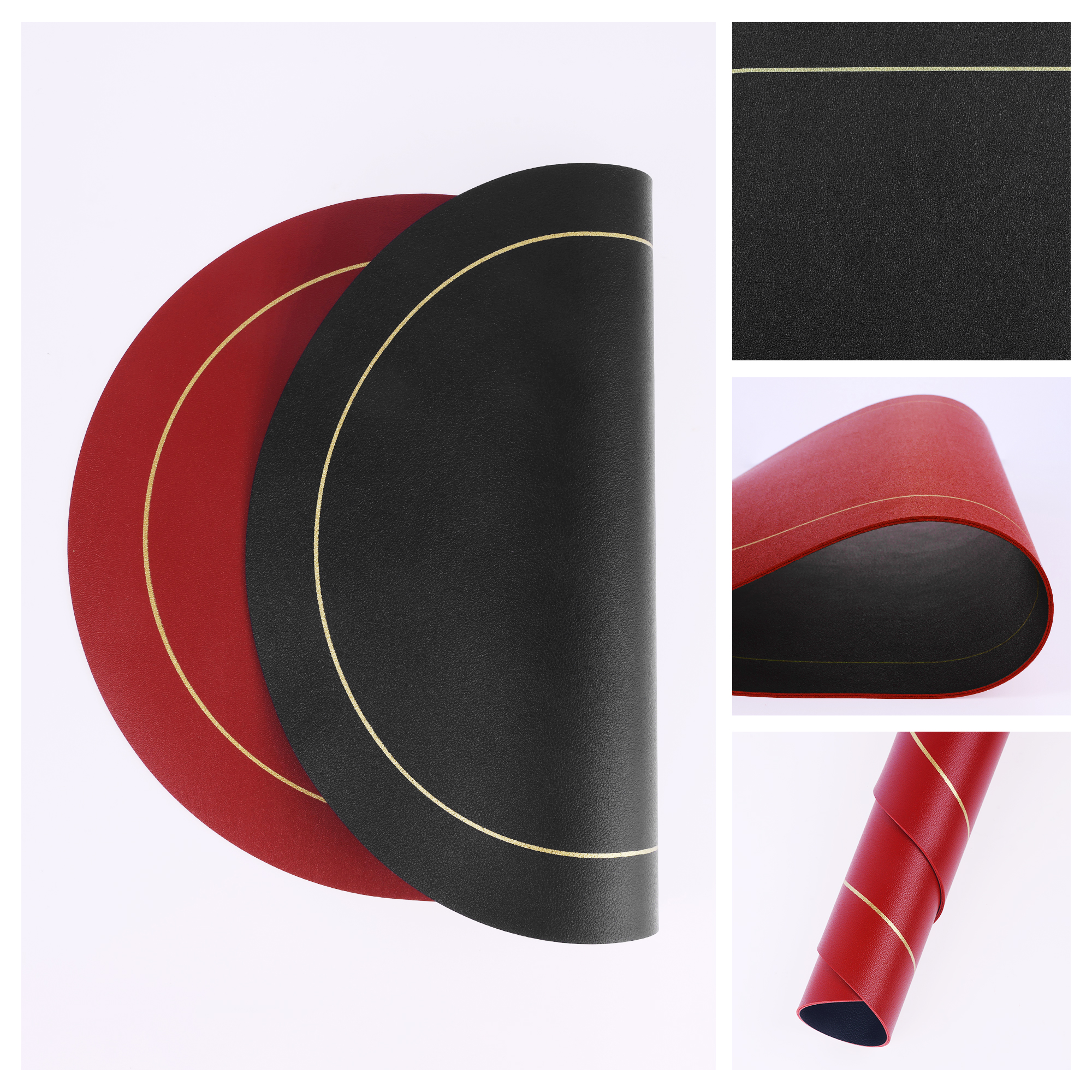 Unique Bargains Faux Leather Placemats for Kitchen Washable Table Placemats 6pk Black Red