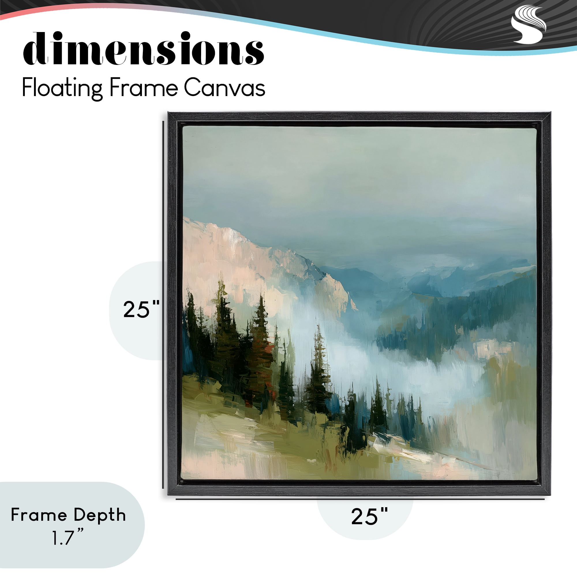 Stupell Industries Mountain Forest Impression Black Framed Floater Canvas Wall Art, design by Kim Curinga