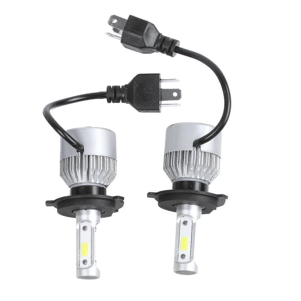 2 bombillas LED S2 H4 de 72 W y 8000 lm para faros delanteros de coche, luz alta/baja, color blanco 6000 K.
