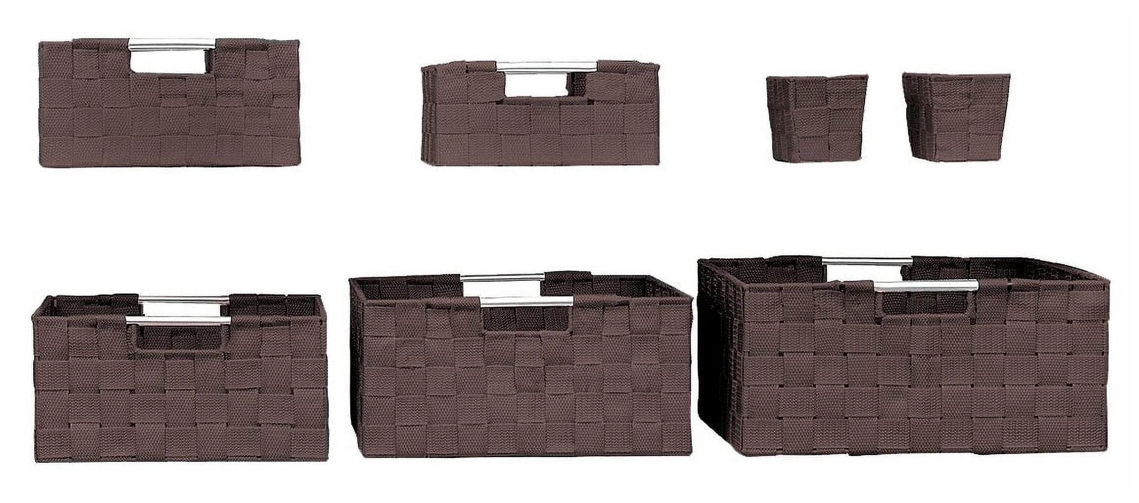 Sorbus Woven Storage Basket Set, Portable Side Handles, Set of 7