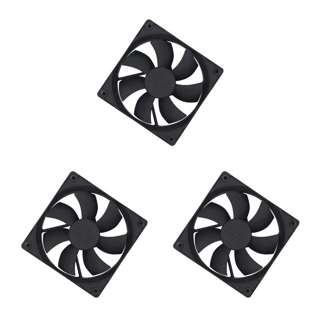 Sidaley Computer Case Fan Black Quiet DC Pin Heat-removal Dissipation 12V Performance 2 PC Connector Accessories Supplies Type1 NO1
