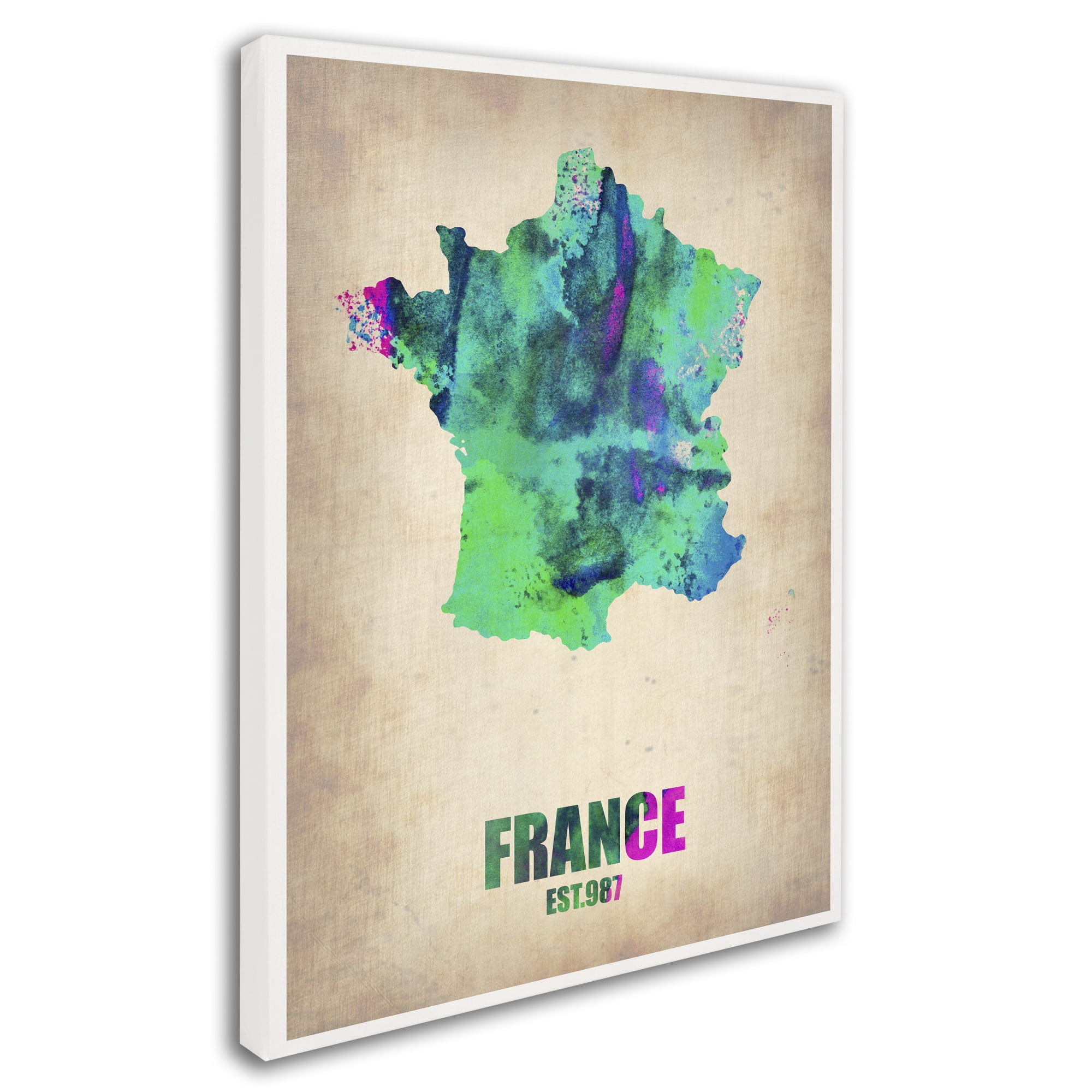 Trademark Fine Art "France Watercolor Map" Canvas Art by Naxart