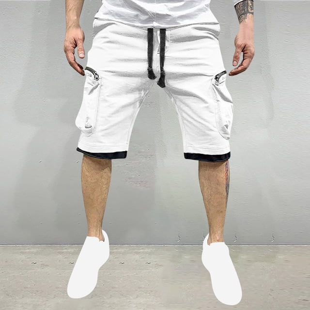 pstuiky Pantalones cortos deportivos para hombre, Pantalones cortos de trabajo rectos y holgados con múltiples bolsillos de moda de verano para hombre Pantalones cortos de entrenamiento