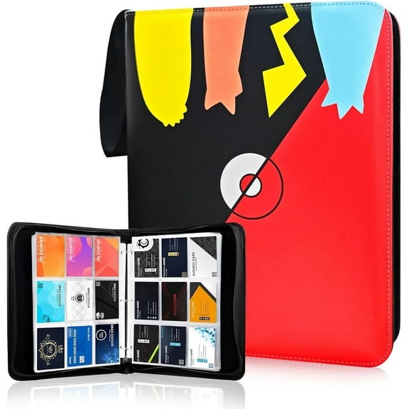 4 Pocket Card Binder, 400 Double Sided Pocket PU Collection Binder,Waterproof Trading Card Album Holder,Zip Card Folder for YuGiOh, MTC, TCG, Game Cards & Sports Cards