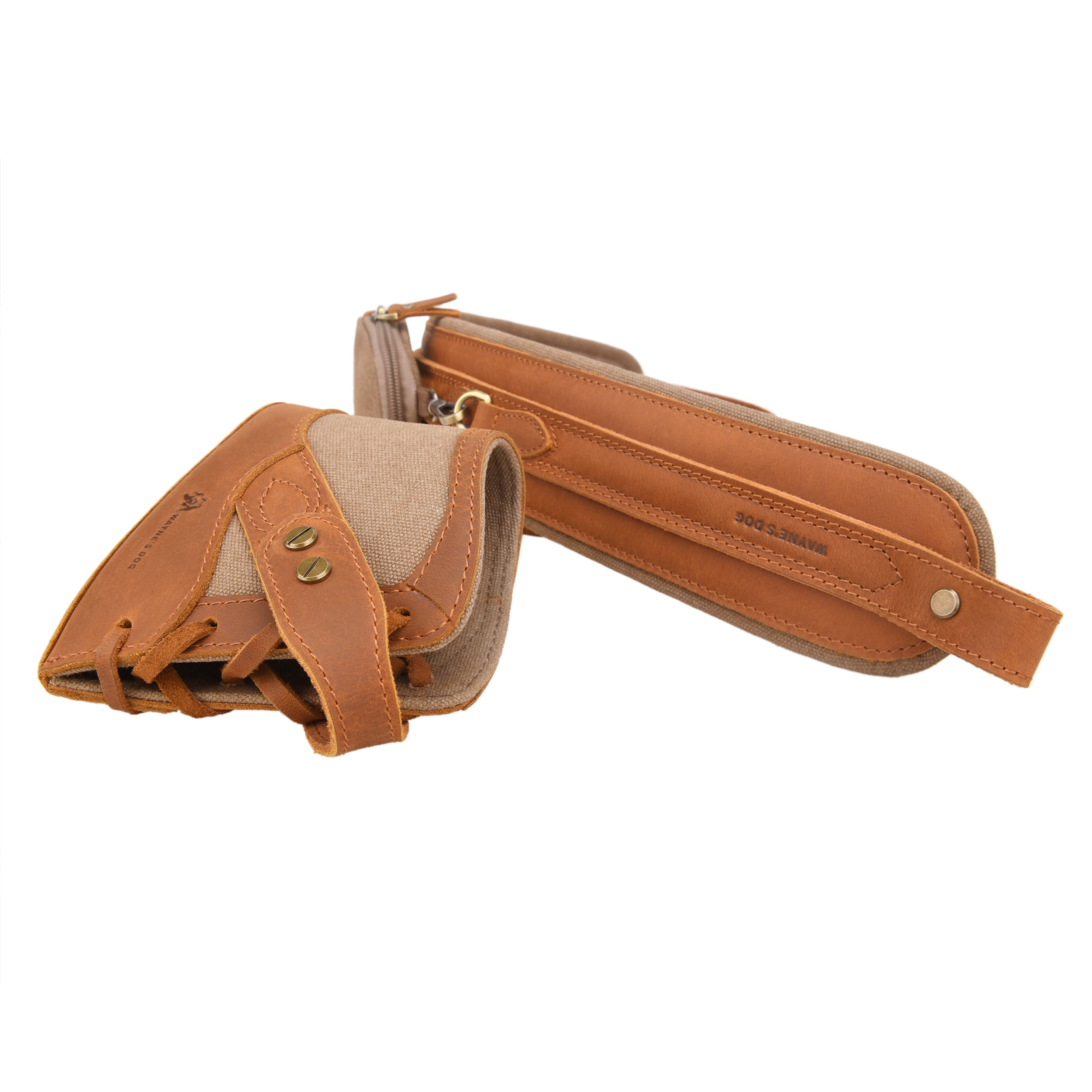 WAYNE'S DOG Vintage Canvas Leather Rifle Recoil Pad Buttstock with Gun Shoulder Sling Strap