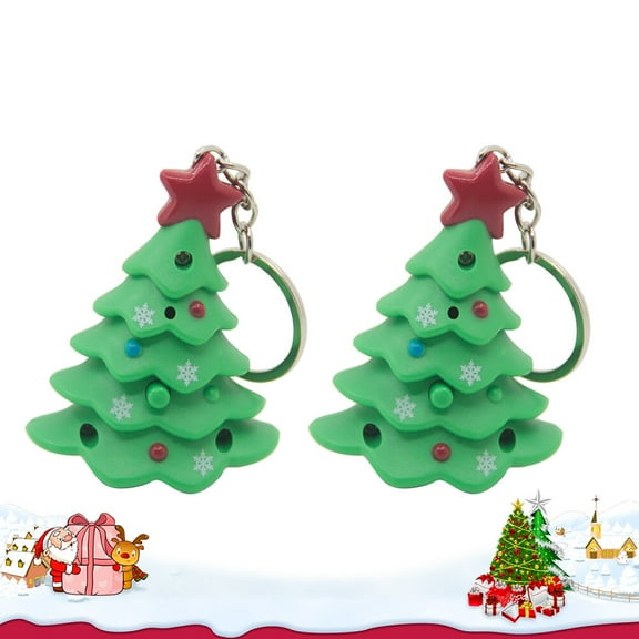 WEUVEB Green LED Keychain 2Pcs Stylish Christmas Pendant Easy to Use and Carry