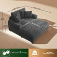 thumbnail image 4 of IPKIG Oversized 53" Chaise Lounge Chair with Lumbar Pillows, Fluffy Plush Faux Fur Sleeper Sofa Bed in Gray for Living Room, Bedroom & Home Theater, 4 of 9