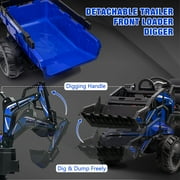 EastVita 24V Ride on Toys Tractor, Kids Ride on Car Toy Excavator Bulldozer, 24V Farm Tractor w/Trailer, Shovel Bucket, Digger, Remote Control, EVA Tires, LED Lights, Music, USB