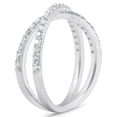 thumbnail image 2 of Pompeii 1/2Ct Diamond X Ring Wide Womens Fashion Design Multi Row Band 10k White Gold, 2 of 4