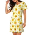 thumbnail image 2 of Pofeuu Ducky Cartoon Print Women's Loose Fit Short Sleeve Nightgown, Comfortable Sleep Dress for Women, Casual Lounge Sleepwear, Soft Cotton Sleep Dress, 2 of 6