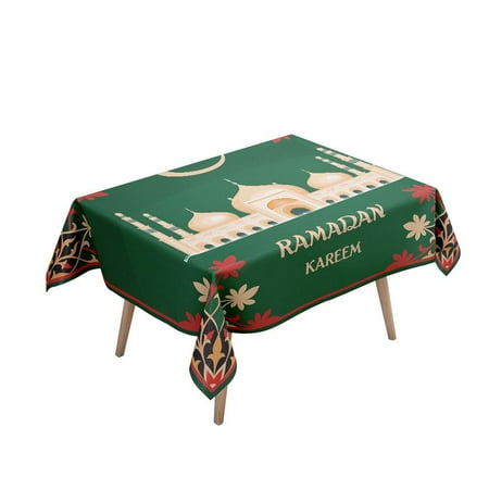 

Ibaste Eid Mubarak Tablecloth Mosque Lattern Table Cover Rectangular Table Runner Ramadan Moon Star Image Tablecloth for Festival Party Table Decor 55 X 55 durable
