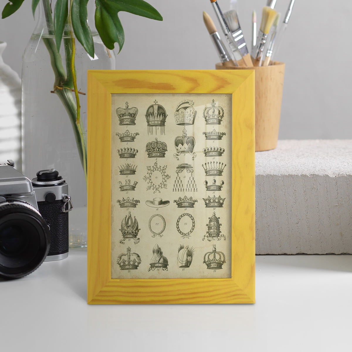 Heraldic Crowns & Coronets III -Framed Print w/glass-Sunflower Yellow