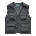 thumbnail image 2 of Mens Big & Tall Vests M-6XL Plus Size Sleeveless Zip-Up V Neck Tank Tops with Multi-Pockets Solid Breathable Outdoor Hunting Fishing Vest, 2 of 3