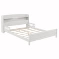 thumbnail image 2 of Full Bed with Storage, Pine Wood Platform Bed with Bookcase Headboard, LED Motion Sensor Night Light, Bed Guardrails, White, 2 of 6