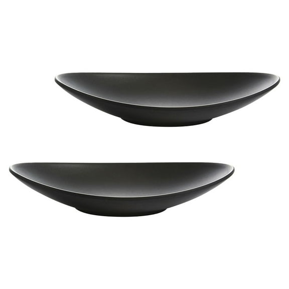 2 Pcs Oval Tray Seafood Sushi Plate Platter Table Ceramic Serving Platters Black Dishes Rectangular