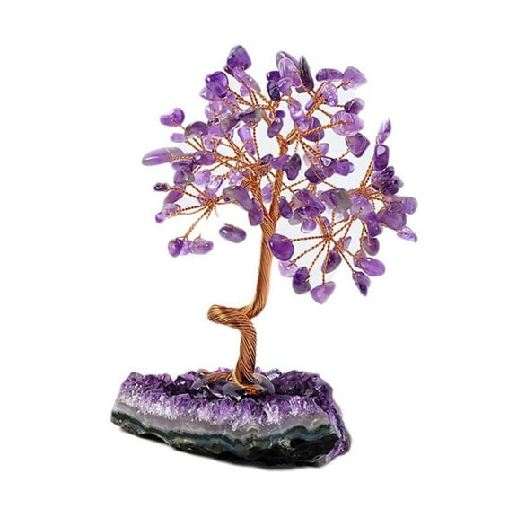 JZROCKER Crystal Tree with Amethysts Cluster Base Gemstones Fengshuis Bonsais Money Tree for Enhancing Positive Energy and Luck